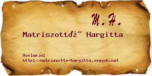 Matriszottó Hargitta névjegykártya
